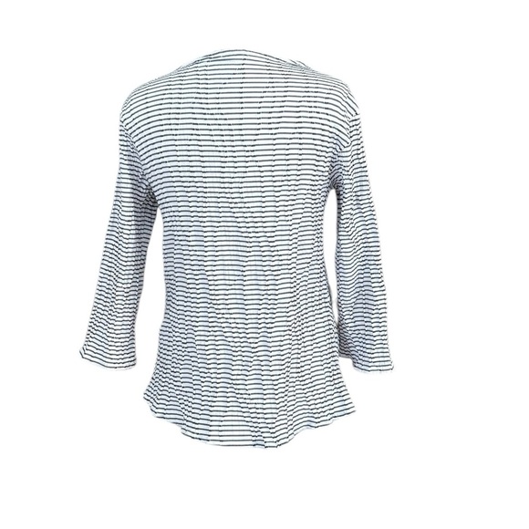 Linnea Women's Jacket White Stripped 3/4 Sleeve Textured Pocket Blazer Sz Medium - Picture 3 of 7